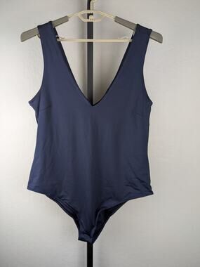 City Chic Sleeveless Draw the Line Bodysuit Navy Blue
